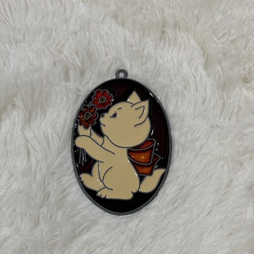 5/$25 Stained glass Cute Cat with Red and Cream Accents